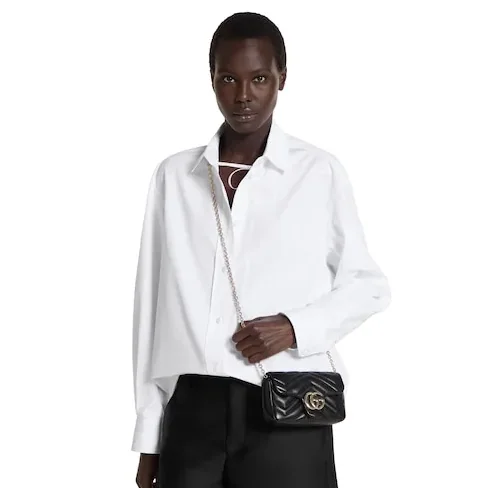 Gucci Marmont Mini Shoulder Bag in Black Gold Hardware