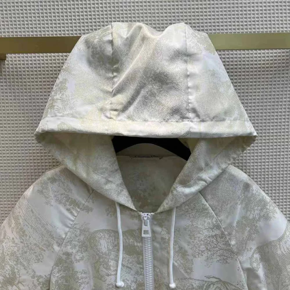 Dior Short Hooded Dress Gold for Women in Tone Technical Taffeta Jacquard Dior Short Hooded Dress Gold for Women in Tone Technical Taffeta Jacquard