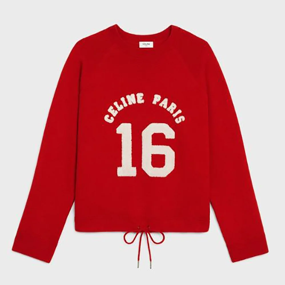 Celine 16 Sweatshirt in Wool and Cashmere for Women in Red