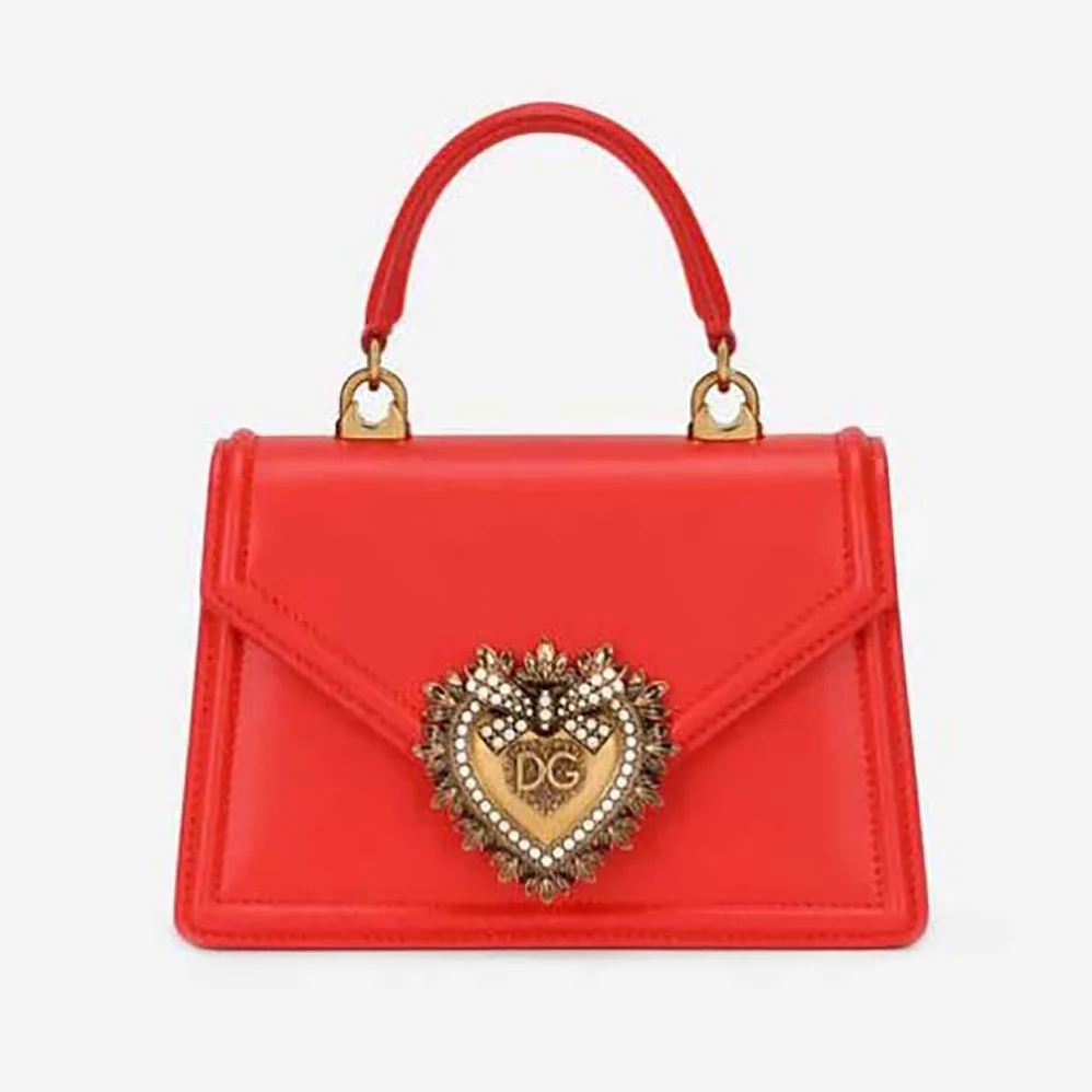 Dolce Gabbana D&G Small Smooth Calfskin Devotion Bag for Women in Red
