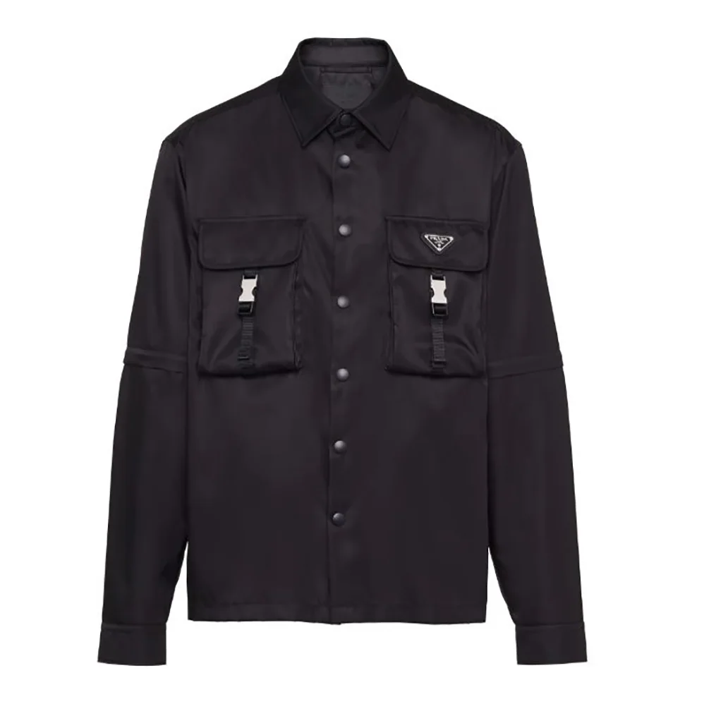 Prada Defined by an Oversized Fit and Large Patch Pocket with Strap Re for Women in Nylon Shirt