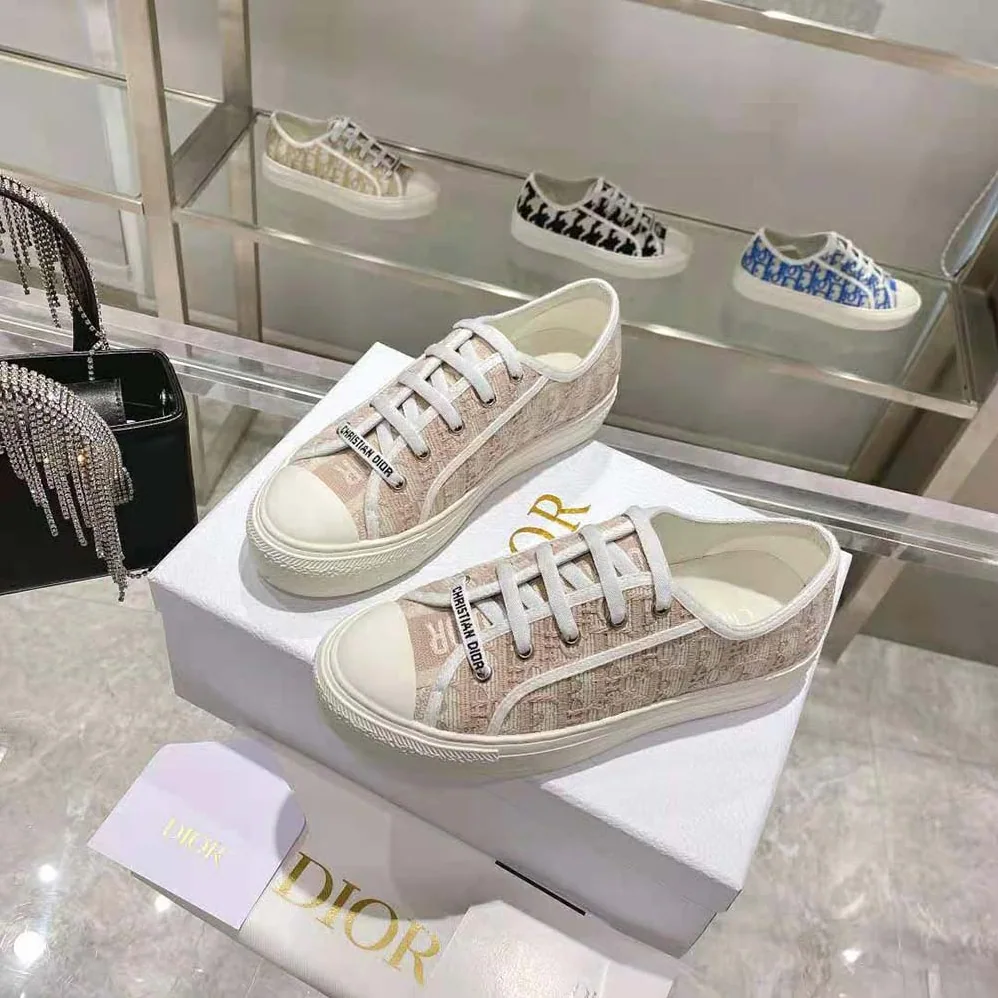 Dior Walk N Dior Sneaker Nude Dior Oblique Embroidered Cotton for Women Dior Walk N Dior Sneaker Nude Dior Oblique Embroidered Cotton for Women