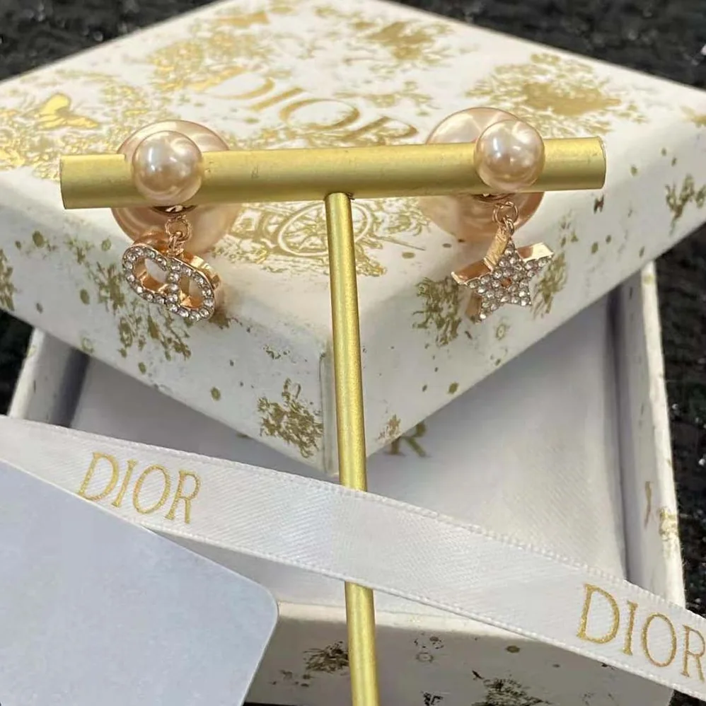 Dior Tribales Earrings Pink-Finish Metal with Pink Resin Pearls for Women Dior Tribales Earrings Pink-Finish Metal with Pink Resin Pearls for Women