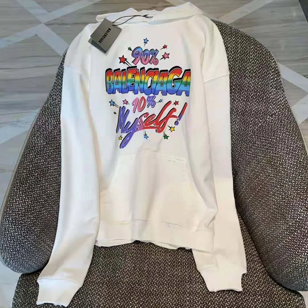 Balenciaga 90/10 Hoodie Wide Fit in White Medium Fleece for Men
