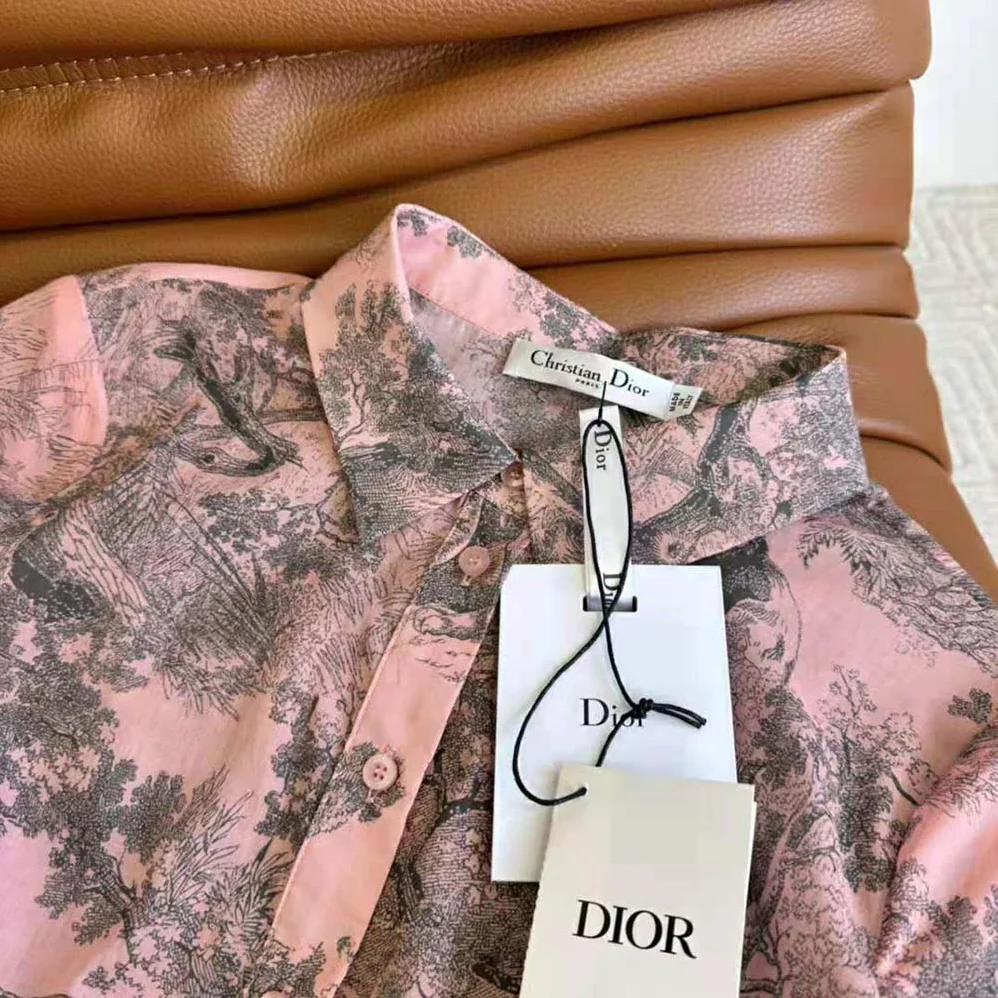 Dior Dioriviera Short Dress Pink and Gray Cotton Muslin for Women Dior Dioriviera Short Dress Pink and Gray Cotton Muslin for Women