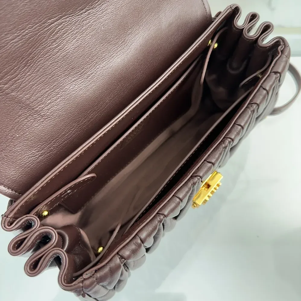Miu Miu Matelassé Nappa Leather Shoulder Bag for Women in Bordeaux