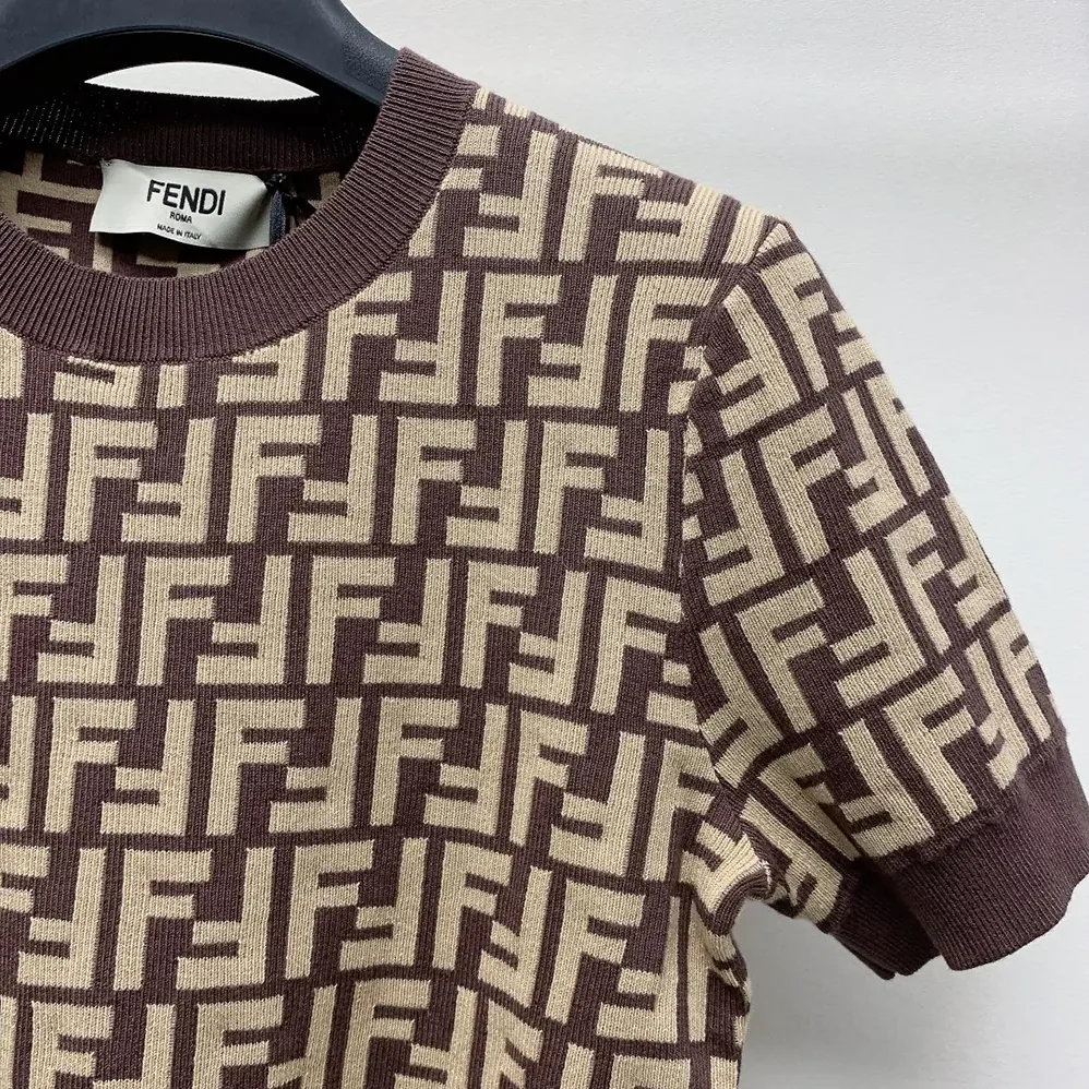 Fendi Sweater Brown FF Cotton for Women Fendi Sweater Brown FF Cotton for Women