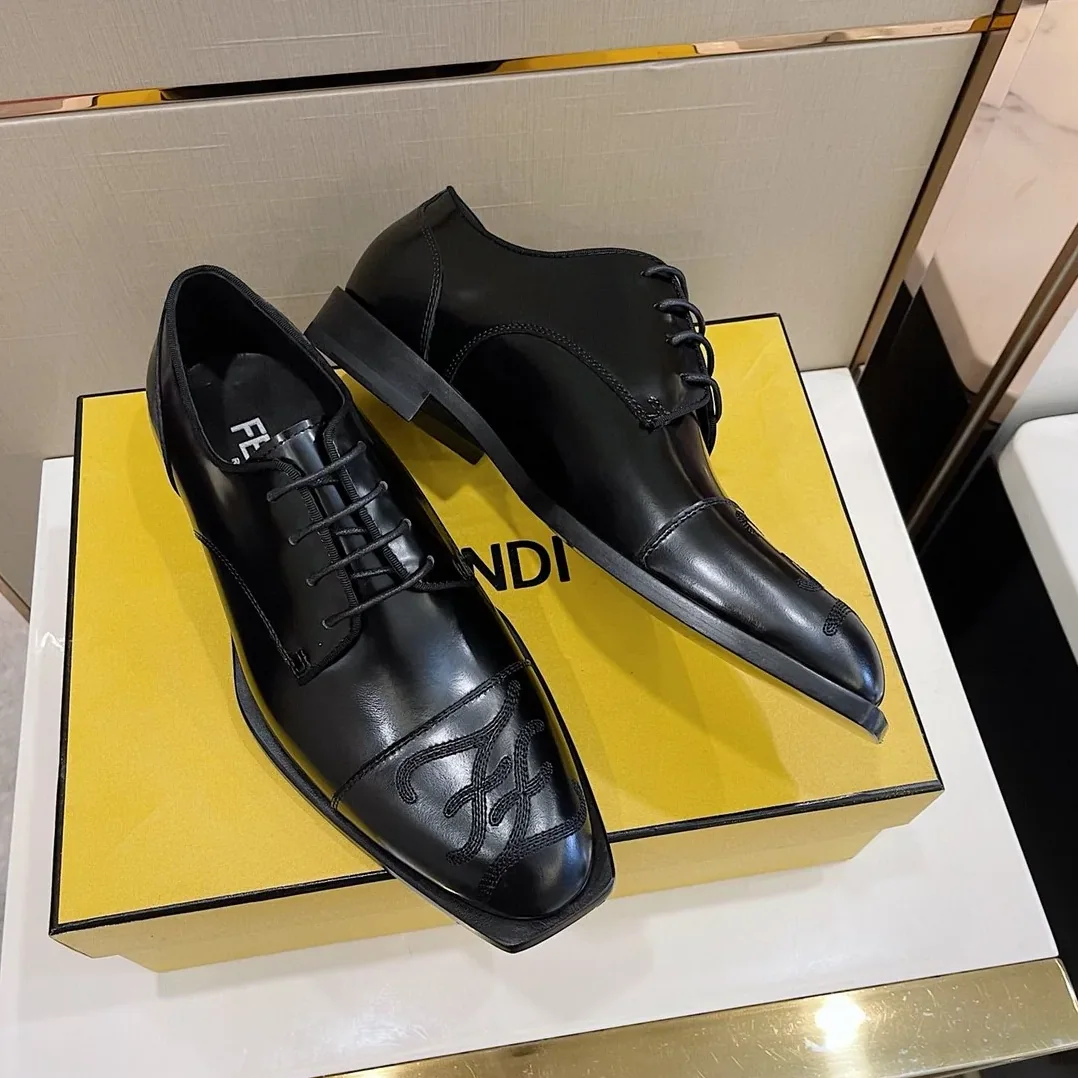Fendi FF Cap Toe Lace Ups Black Fendi FF Cap Toe Lace Ups Black