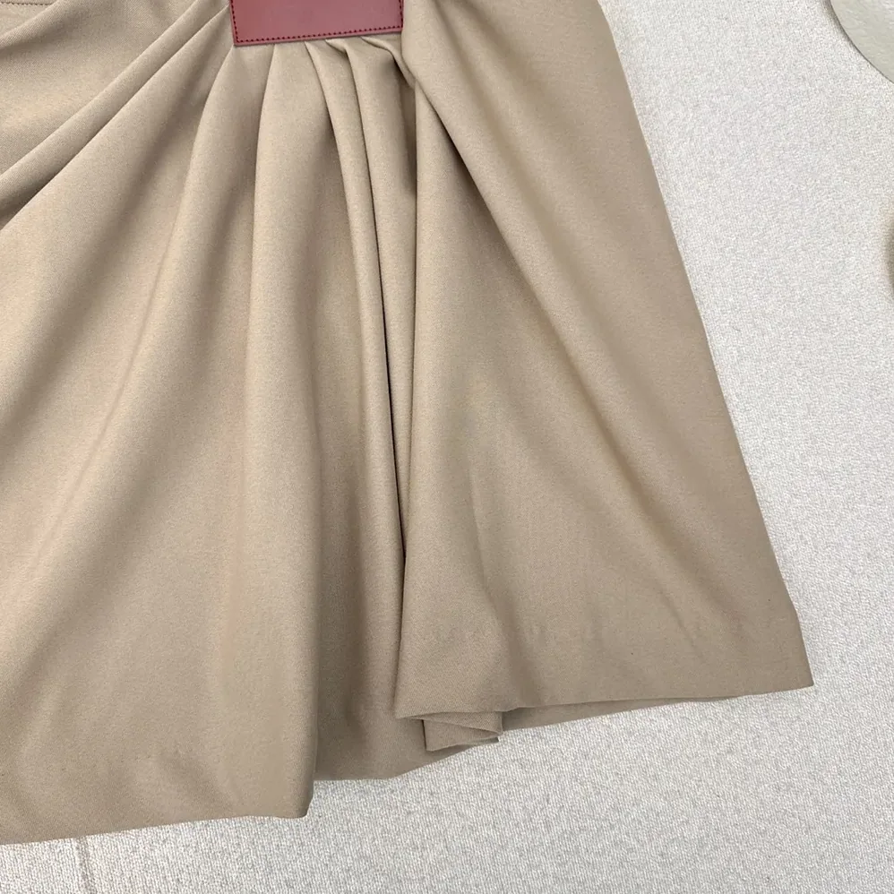 Loewe Draped Skirt in Cotton and Silk for Women in Khaki Brown Loewe Draped Skirt in Cotton and Silk for Women in Khaki Brown