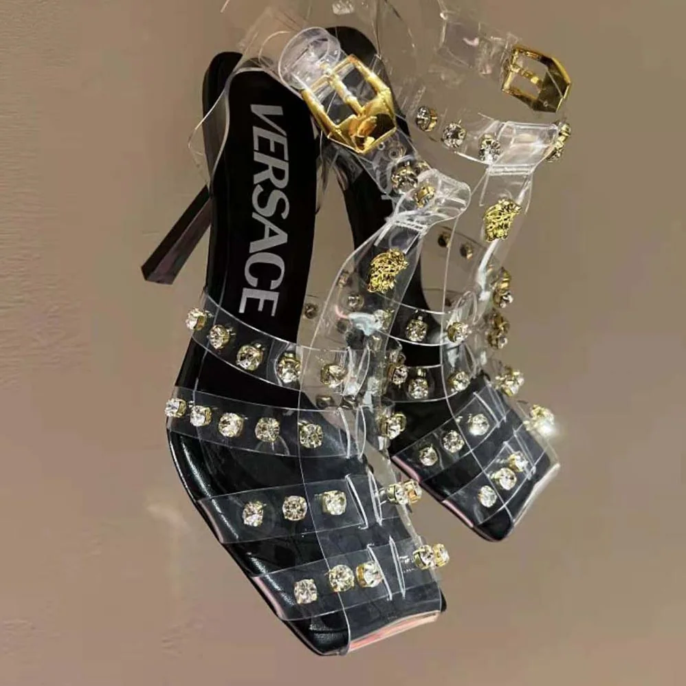 Versace Medusa Cage Sandals for Women in Black