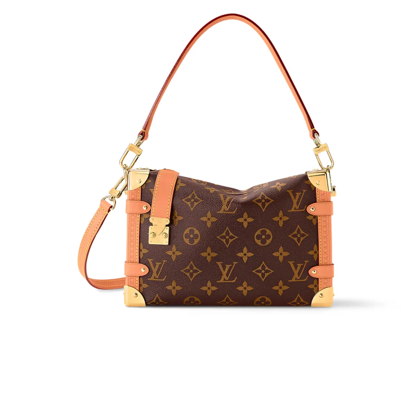 Louis Vuitton Side Trunk MM Shoulder Bag Brown Monogram Canvas Gold Hardware