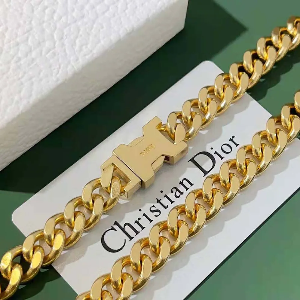 Dior 30 Montaigne Necklace Gold-Finish Metal and Black Lacquer for Women