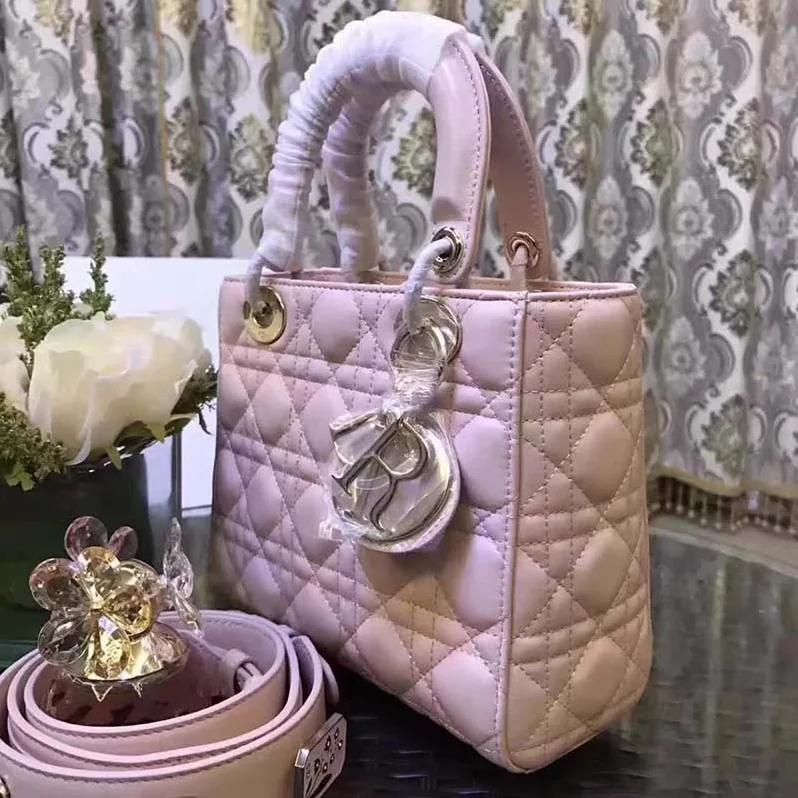 Dior My Lady Dior Bag in Cannage Lambskin in Pink