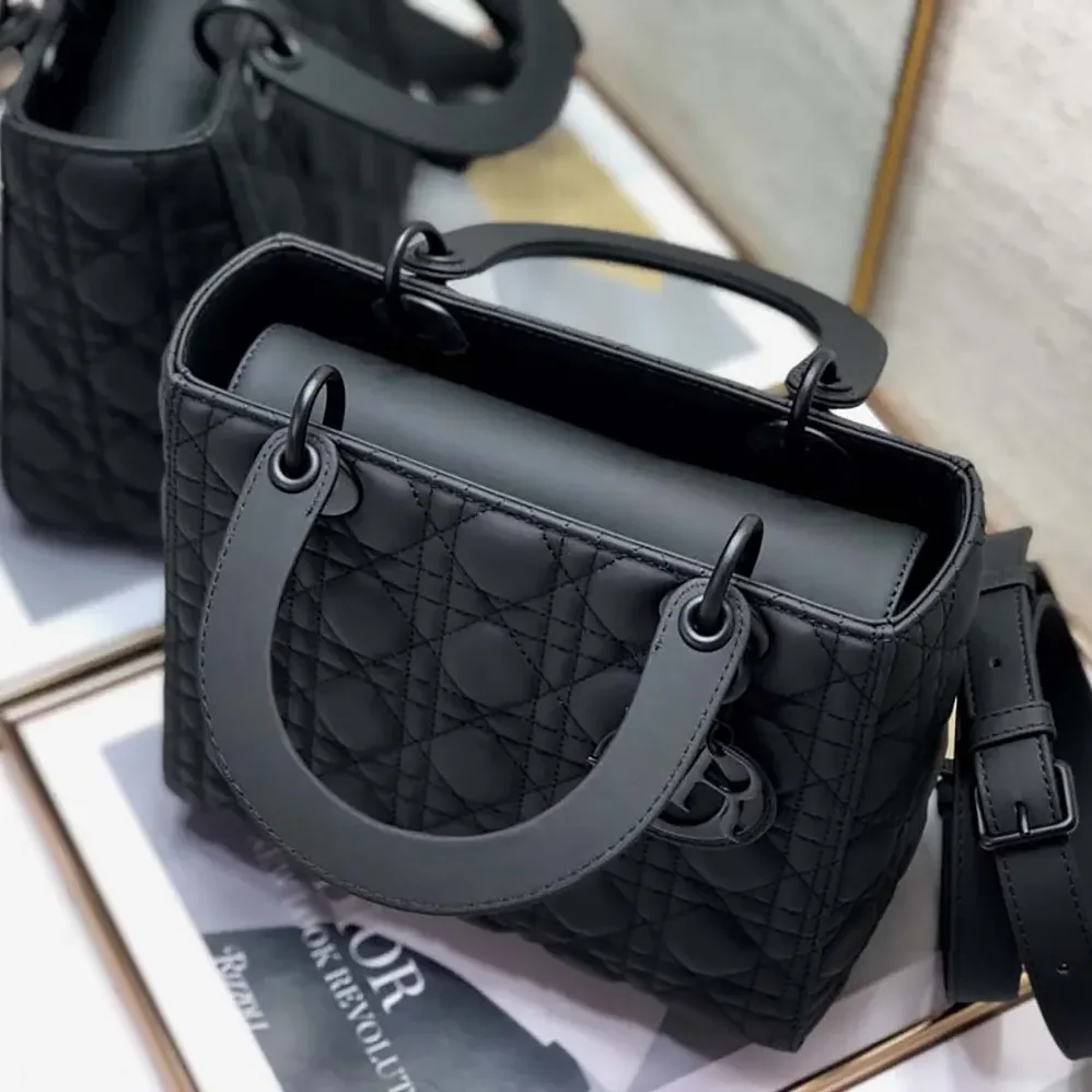 Dior Medium Lady Dior Bag Black Ultramatte Cannage Calfskin for Women Dior Medium Lady Dior Bag Black Ultramatte Cannage Calfskin for Women
