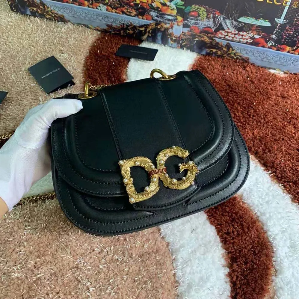 Dolce Gabbana D&G Dg Amore Bag in Calfskin for Women in Black Dolce Gabbana D&G Dg Amore Bag in Calfskin for Women in Black