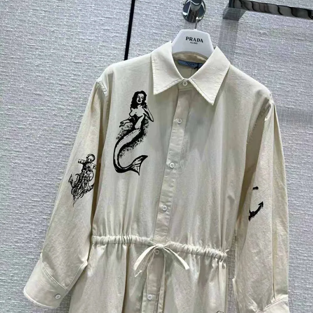 Prada Printed Canvas Dress is Decorated with Motifs Made for Women Prada Printed Canvas Dress is Decorated with Motifs Made for Women