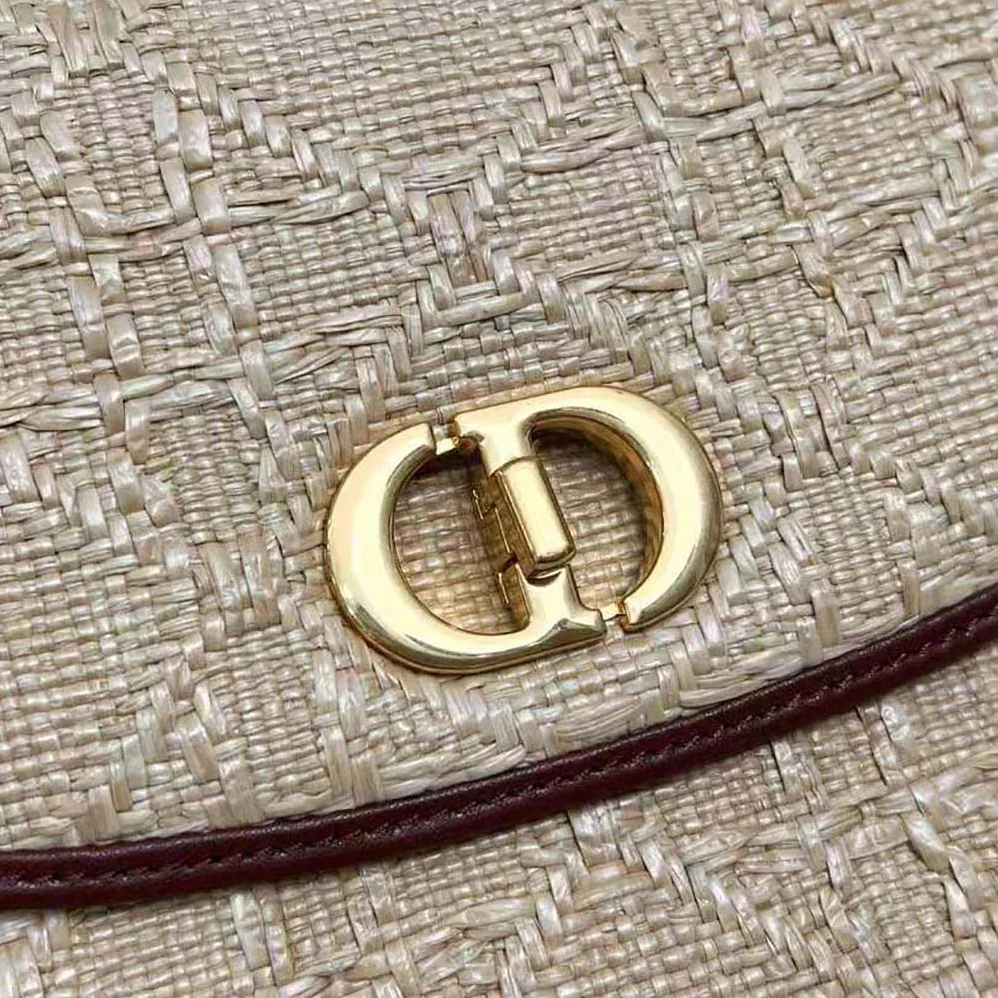 Dior 30 Montaigne Avenue Pouch with Flap Natural Cannage Raffia for Women