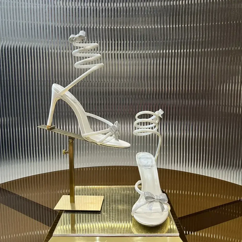 Rene Caovilla Cleo Ivory Sandal with Bows 105 for Women Rene Caovilla Cleo Ivory Sandal with Bows 105 for Women