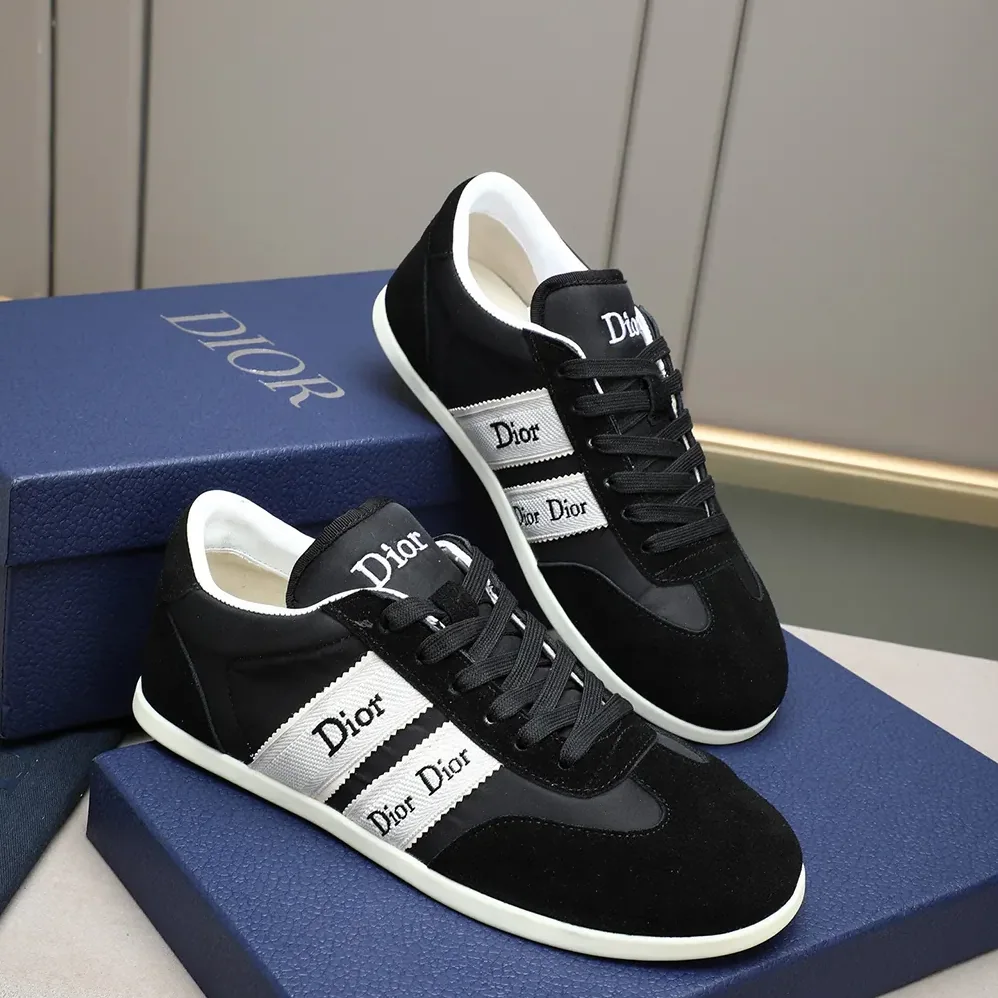 Dior Ribbon Sneaker Black Suede Calfskin and Technical Fabric for Unisex