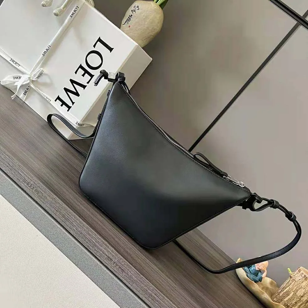 Loewe Mini Hammock Hobo Bag in Classic Calfskin for Women in Black Loewe Mini Hammock Hobo Bag in Classic Calfskin for Women in Black