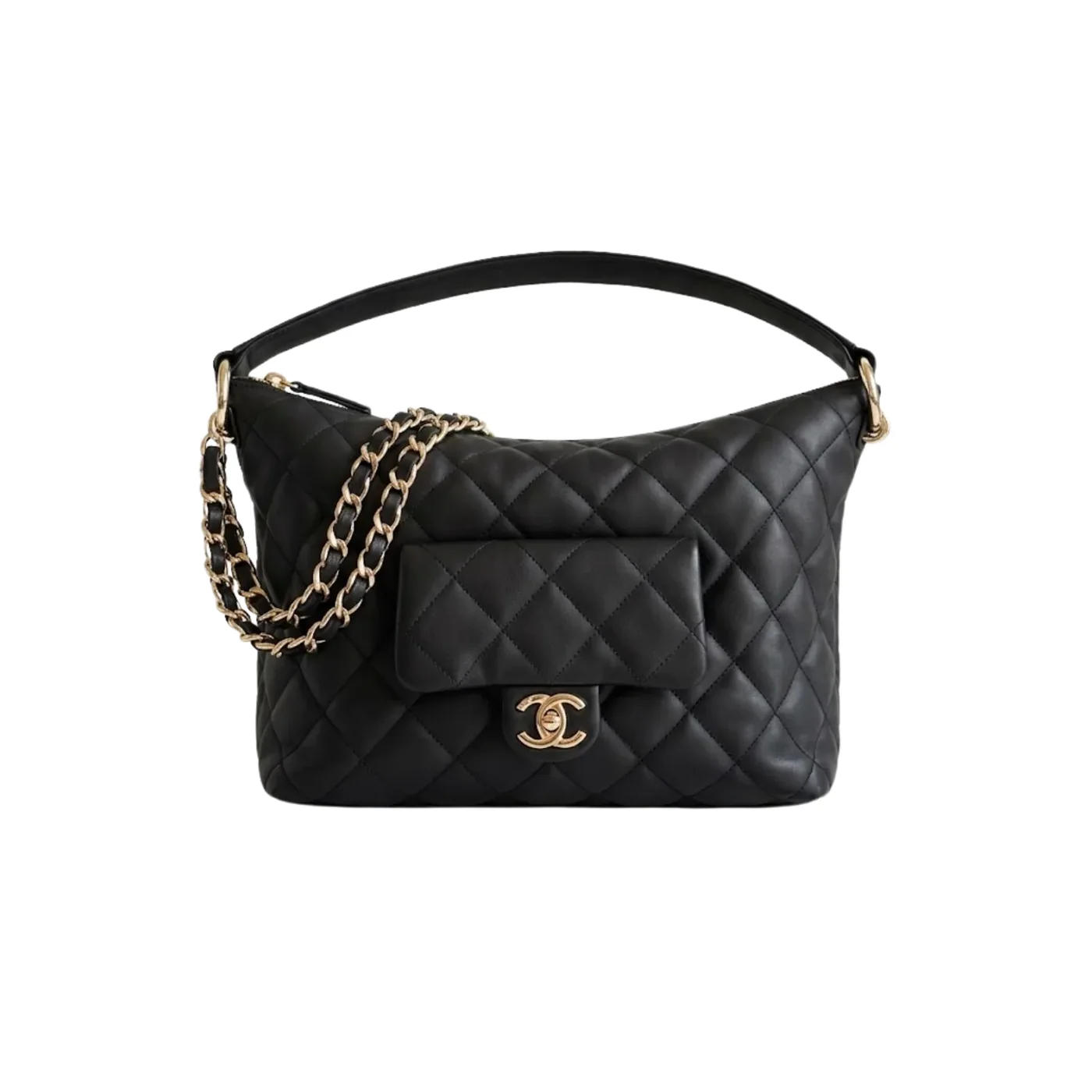 Chanel 23B Hobo Bag in Black Gold Hardware