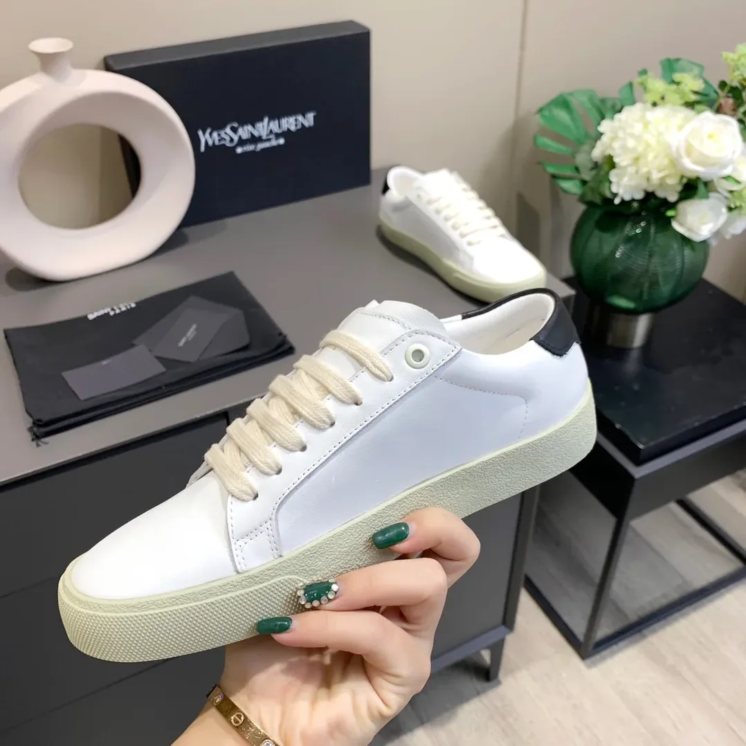 Saint Laurent Court Classic Sl/06 Embroidered Sneakers White YSL Saint Laurent Court Classic Sl/06 Embroidered Sneakers White YSL