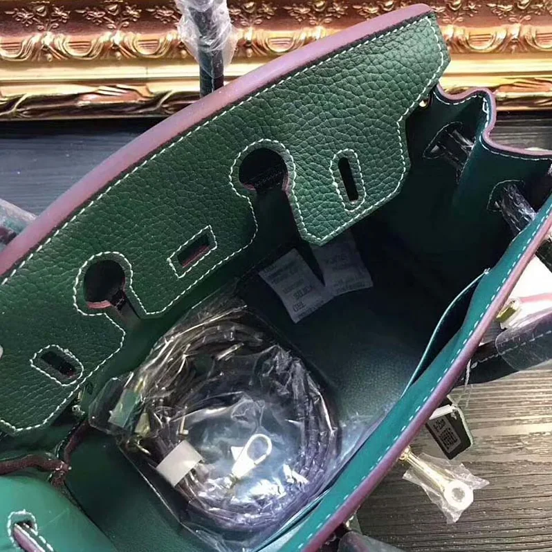 Hermes Birkin 25 Bag in Togo Leather with Silver Hardware in Green Hermes Birkin 25 Bag in Togo Leather with Silver Hardware in Green