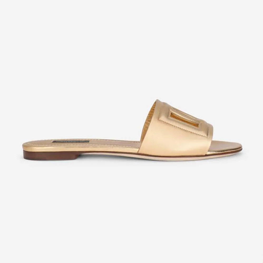 Dolce Gabbana D&G Nappa Mordore Slides with DG Logo for Women