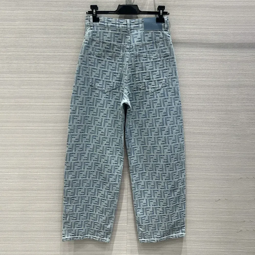 Fendi Long Jeans Light Blue FF Denim Pants for Women Fendi Long Jeans Light Blue FF Denim Pants for Women