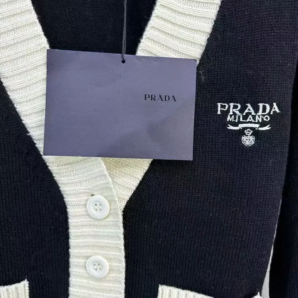 Prada Cashmere and Silk Cardigan for Women in Black Prada Cashmere and Silk Cardigan for Women in Black