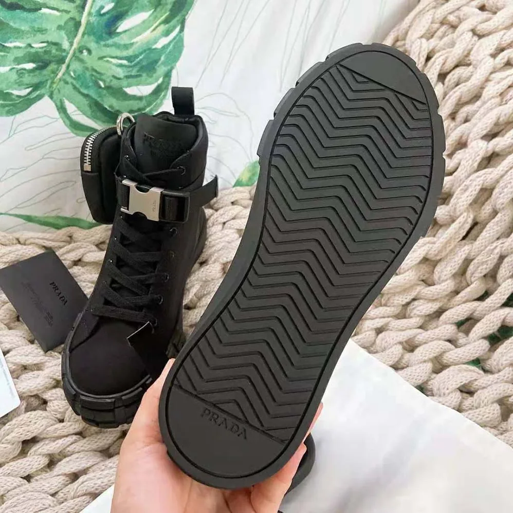 Prada Wheel Re-Nylon High-top Sneakers for Unisex in Black Prada Wheel Re-Nylon High-top Sneakers for Unisex in Black