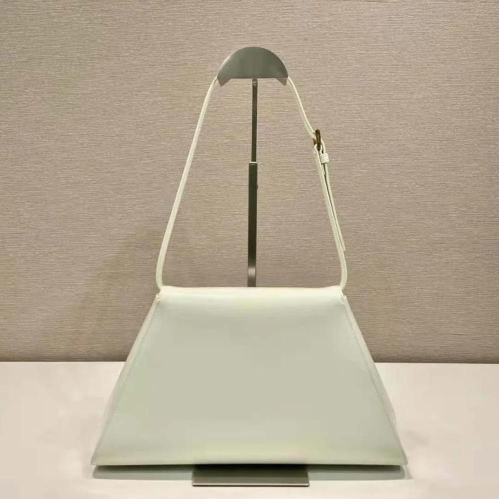 Prada Medium Brushed Leather Handbag for Women in White Prada Medium Brushed Leather Handbag for Women in White