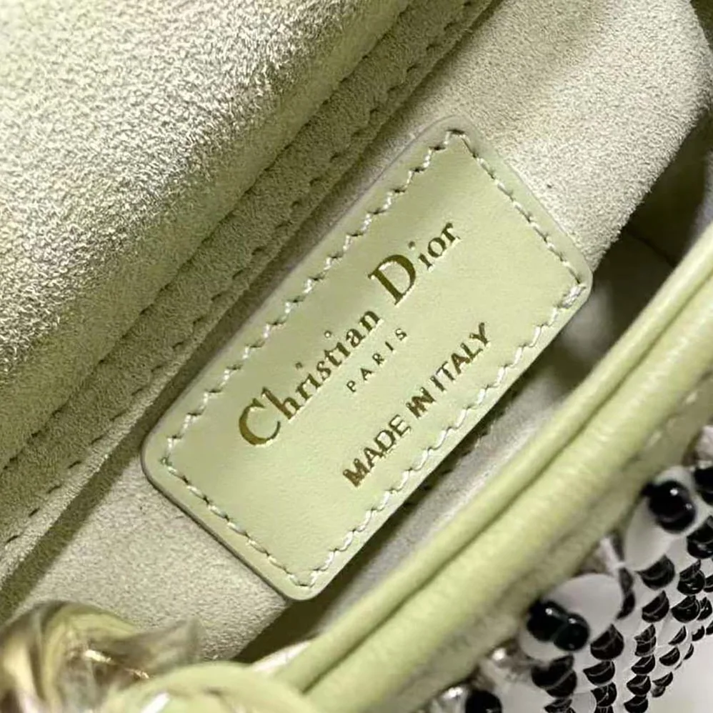 Dior Micro Lady Dior Bag Sage Green Embroidered Calfskin with Multicolor Sequins for Women Dior Micro Lady Dior Bag Sage Green Embroidered Calfskin with Multicolor Sequins for Women
