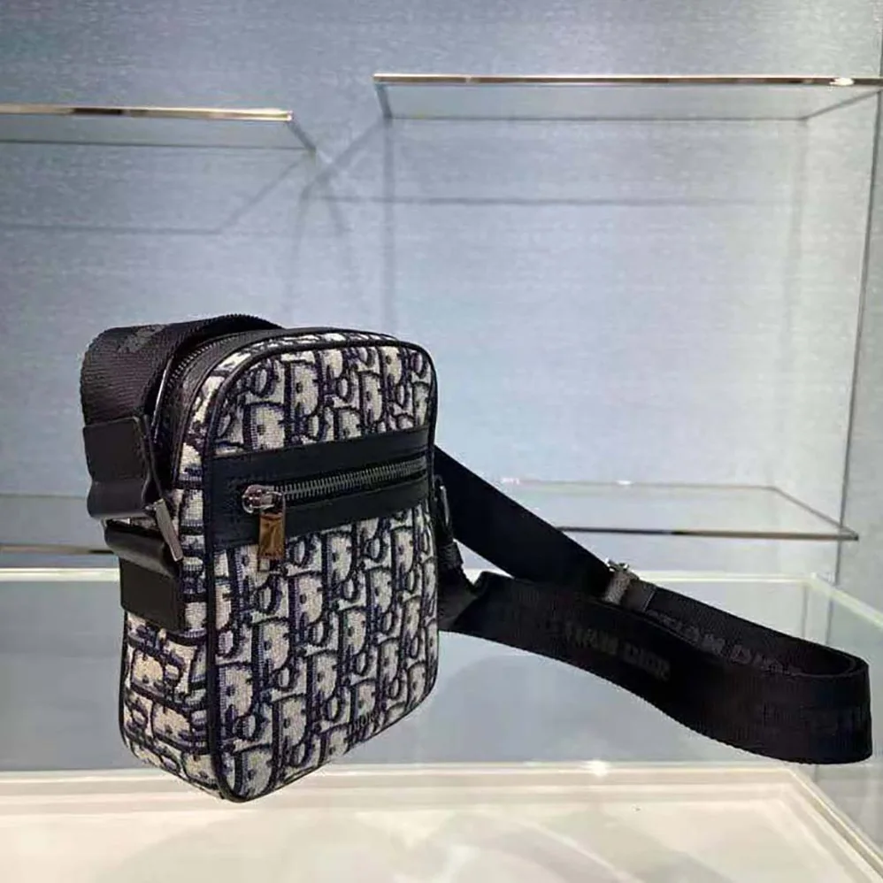Dior Messenger Pouch Beige and Black Dior Oblique Jacquard for Men