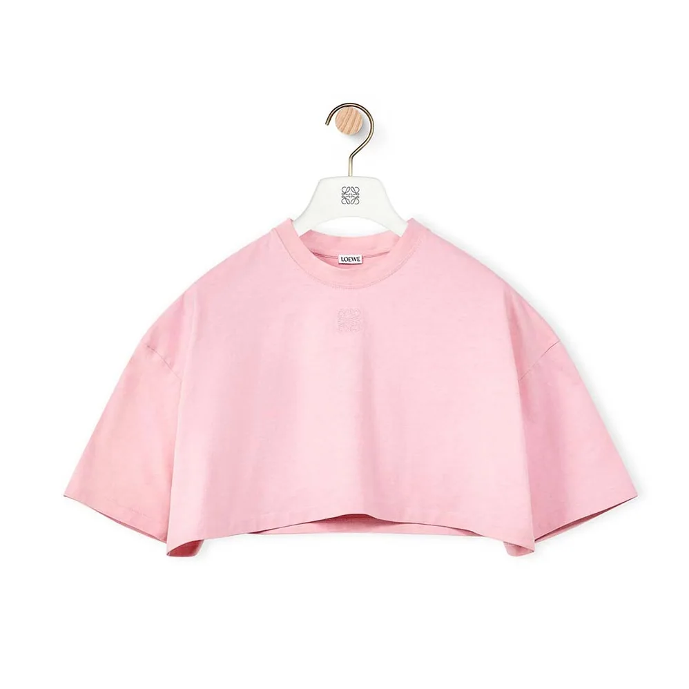 Loewe Cropped Anagram T-shirt in Cotton for Women in Pink
