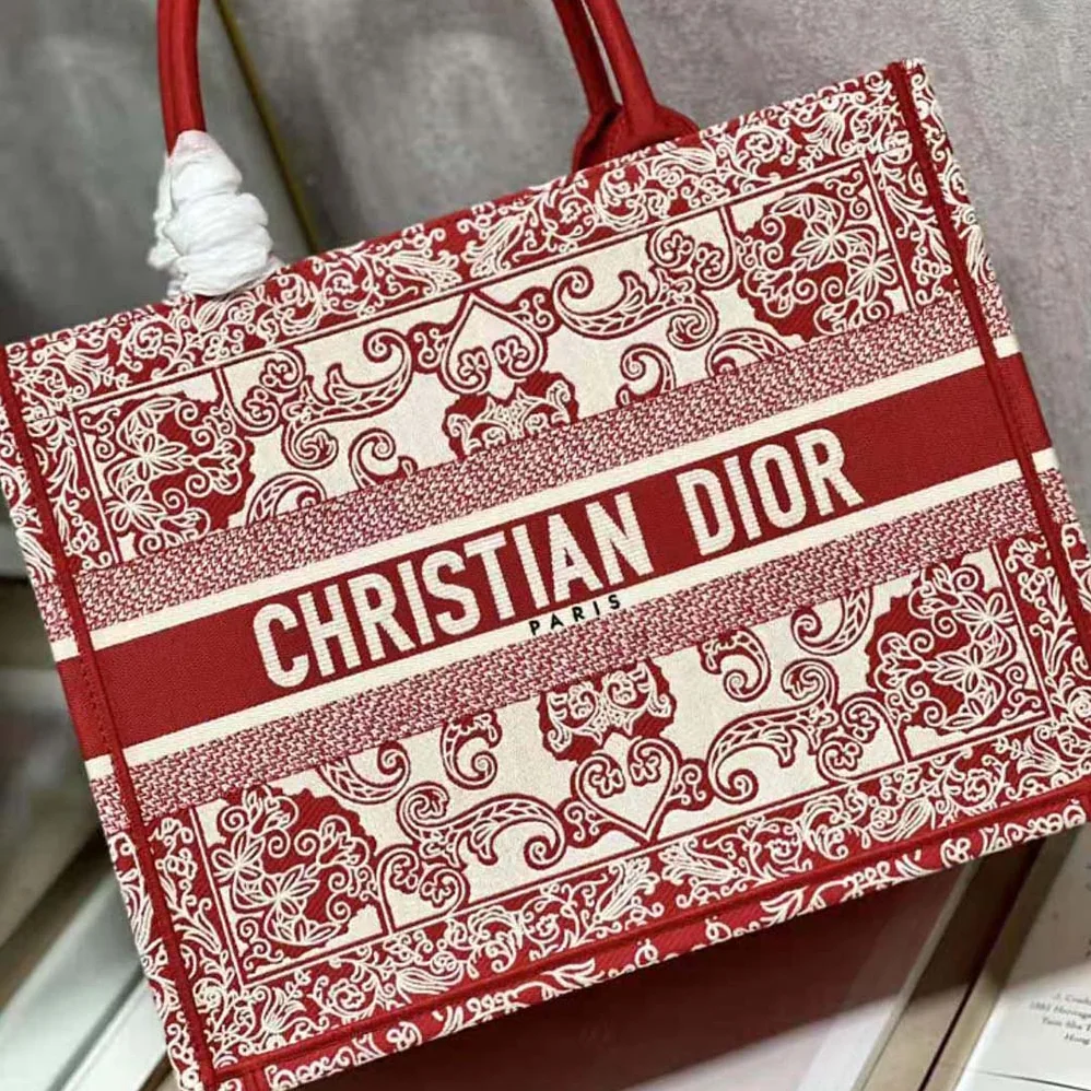 Dior Medium Dior Book Tote White and Red Dior Bandana Embroidery for Women Dior Medium Dior Book Tote White and Red Dior Bandana Embroidery for Women