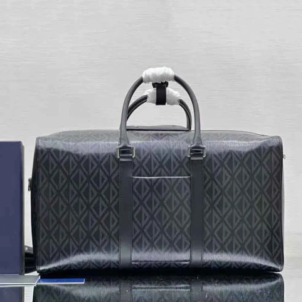 Dior Lingot 50 Duffle Bag Black CD Diamond Canvas for Men Dior Lingot 50 Duffle Bag Black CD Diamond Canvas for Men