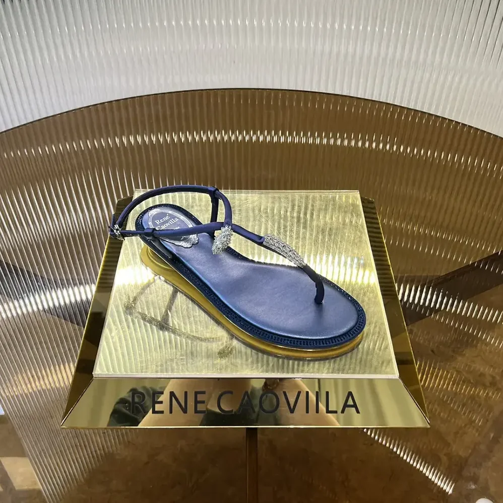 Rene Caovilla Serpente Indigo Thong Sandal 10 for Women