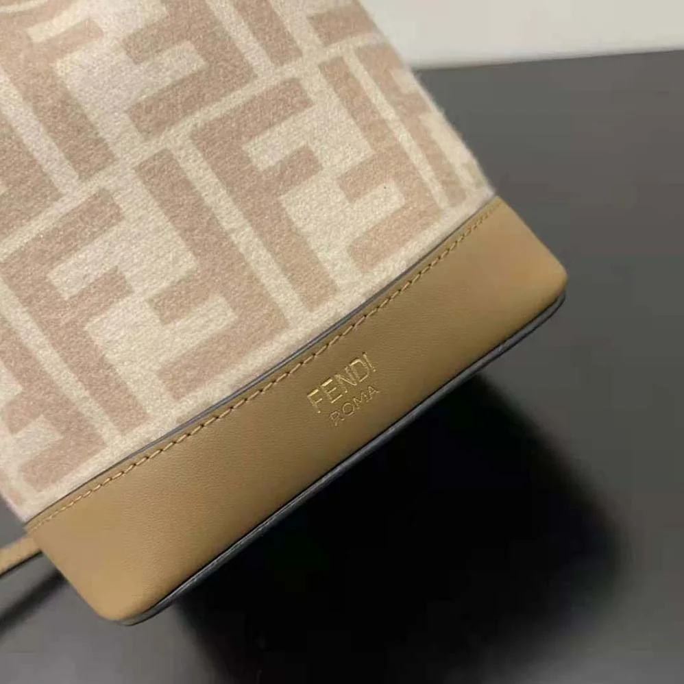Fendi Small Mon Tresor FF Beige Wool Mini for Women in Bag