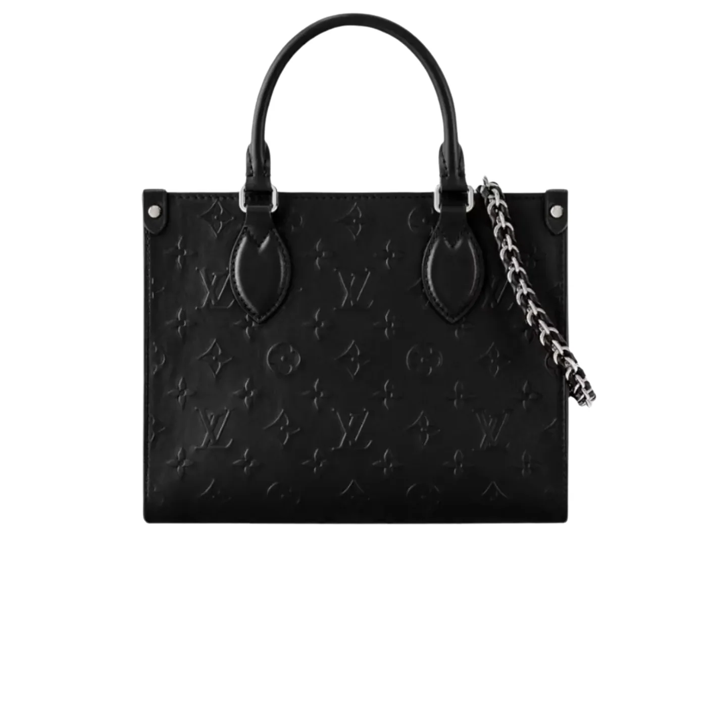 Louis Vuitton OnTheGo PM Tote Bag in Black Silver Hardware Louis Vuitton OnTheGo PM Tote Bag in Black Silver Hardware