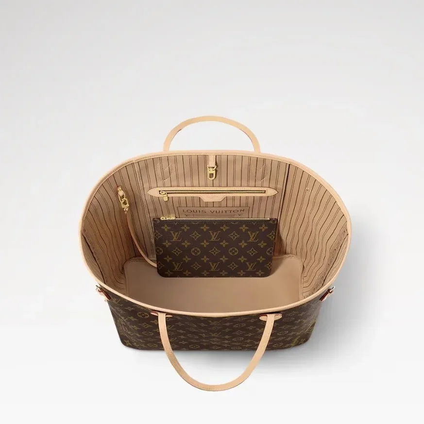 Louis Vuitton Neverfull GM Tote Bag in Brown Monogram Gold Hardware