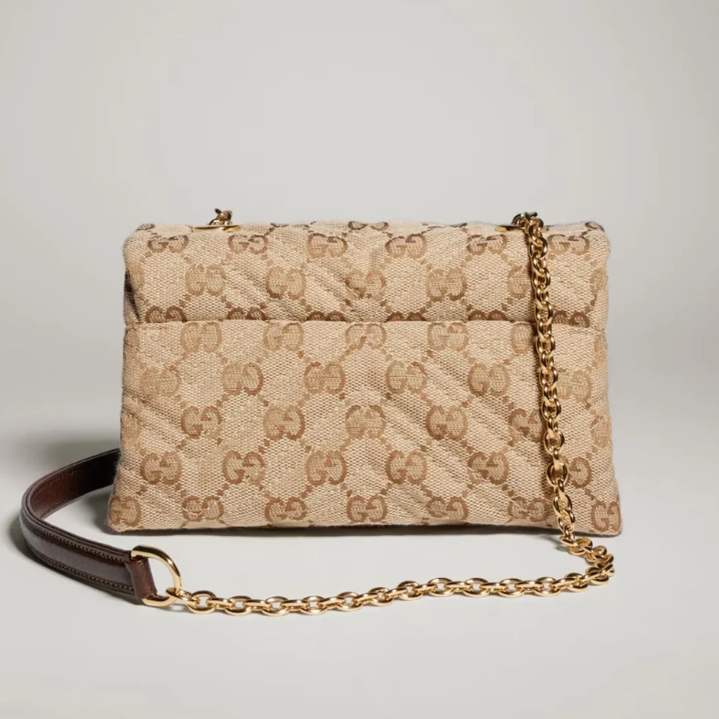 Gucci Marmont Mini Shoulder Bag in Sand Canvas Gold Hardware