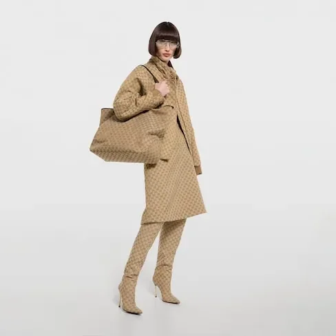 Gucci Jackie Large Tote Bag / Sand/ Dark Brown Gold Hardware