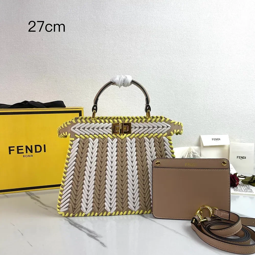 Fendi Peekaboo ISeeU Small Multicolor Interlaced Leather Bag for Women Fendi Peekaboo ISeeU Small Multicolor Interlaced Leather Bag for Women