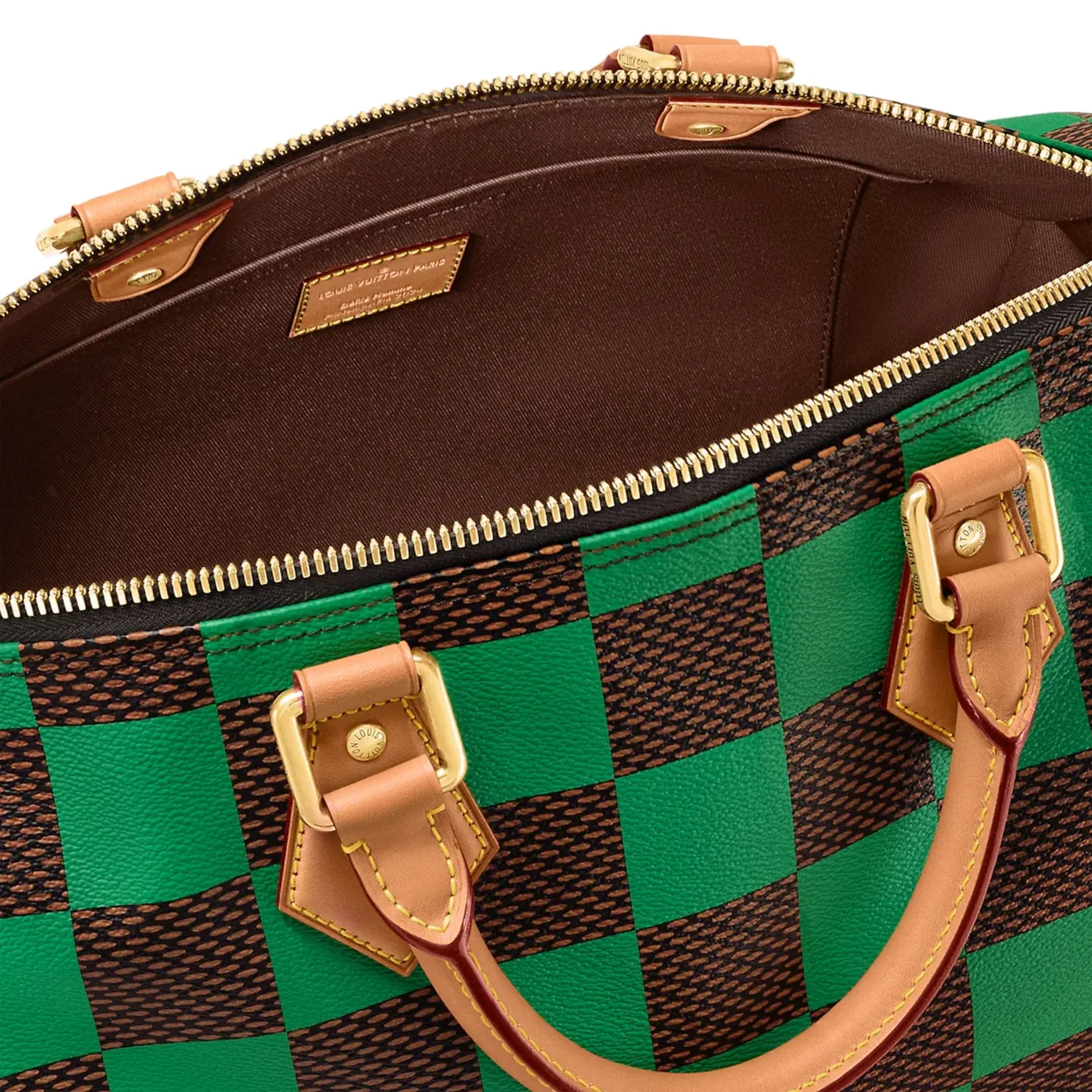 Louis Vuitton Speedy 40 Bandouliere Top Handle Bag / Damier Pop Green Gold Hardware Louis Vuitton Speedy 40 Bandouliere Top Handle Bag / Damier Pop Green Gold Hardware