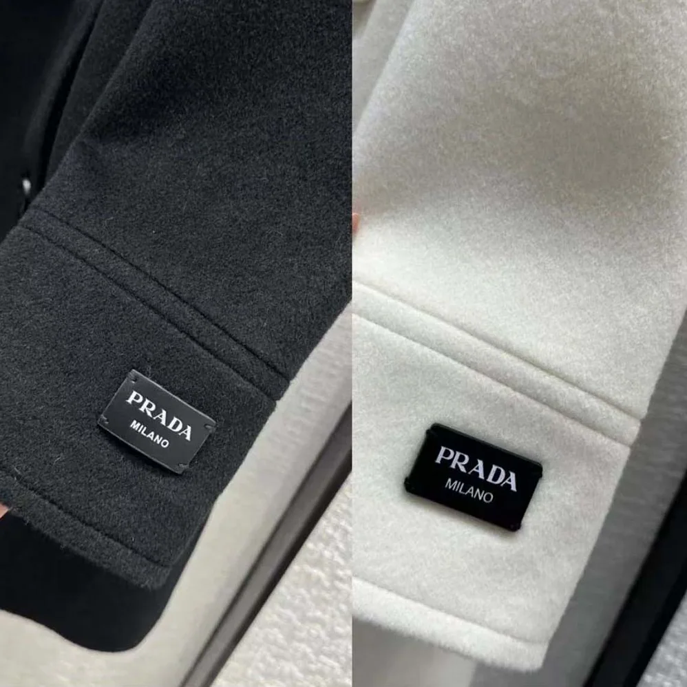 Prada Double-breasted Cloth Peacoat for Women in Black