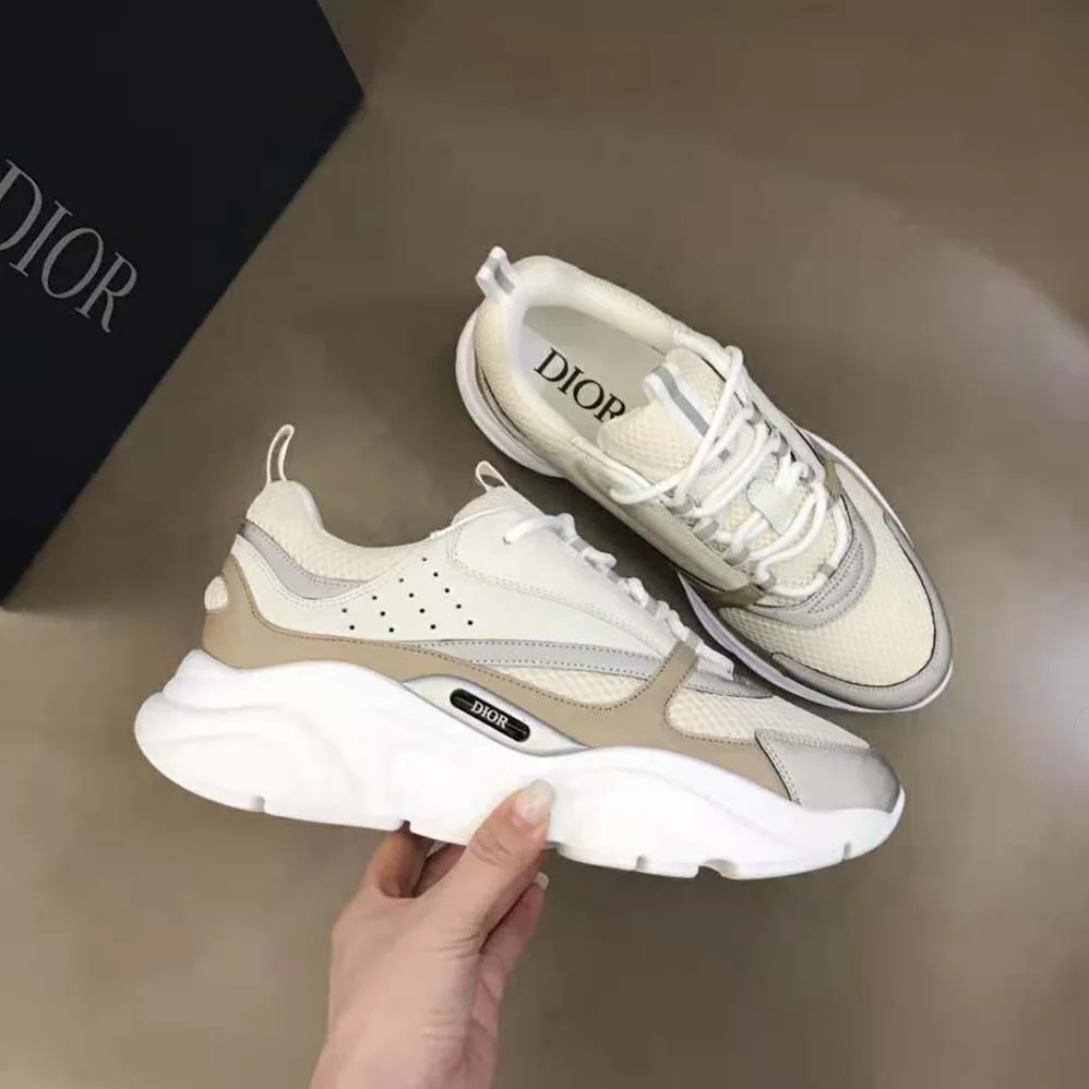 Dior B22 Sneaker Cream Technical Mesh with Beige and White Smooth Calfskin for Men Dior B22 Sneaker Cream Technical Mesh with Beige and White Smooth Calfskin for Men
