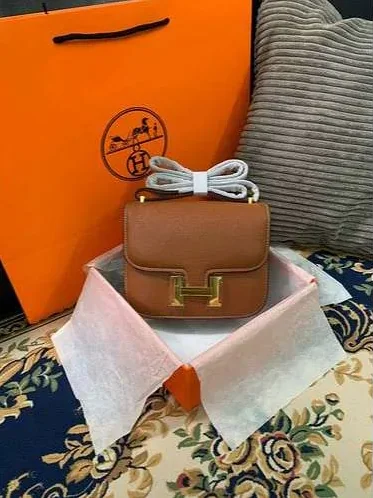 Hermes Constance Black in Brown/Khaki Green/White /