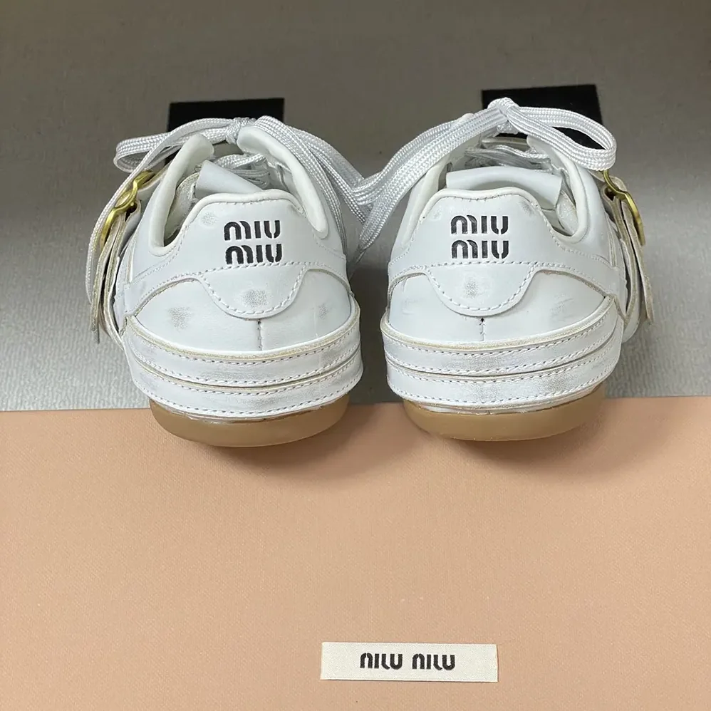 Miu Miu Gymnasium Leather Sneakers With Strap and Buckle for Women