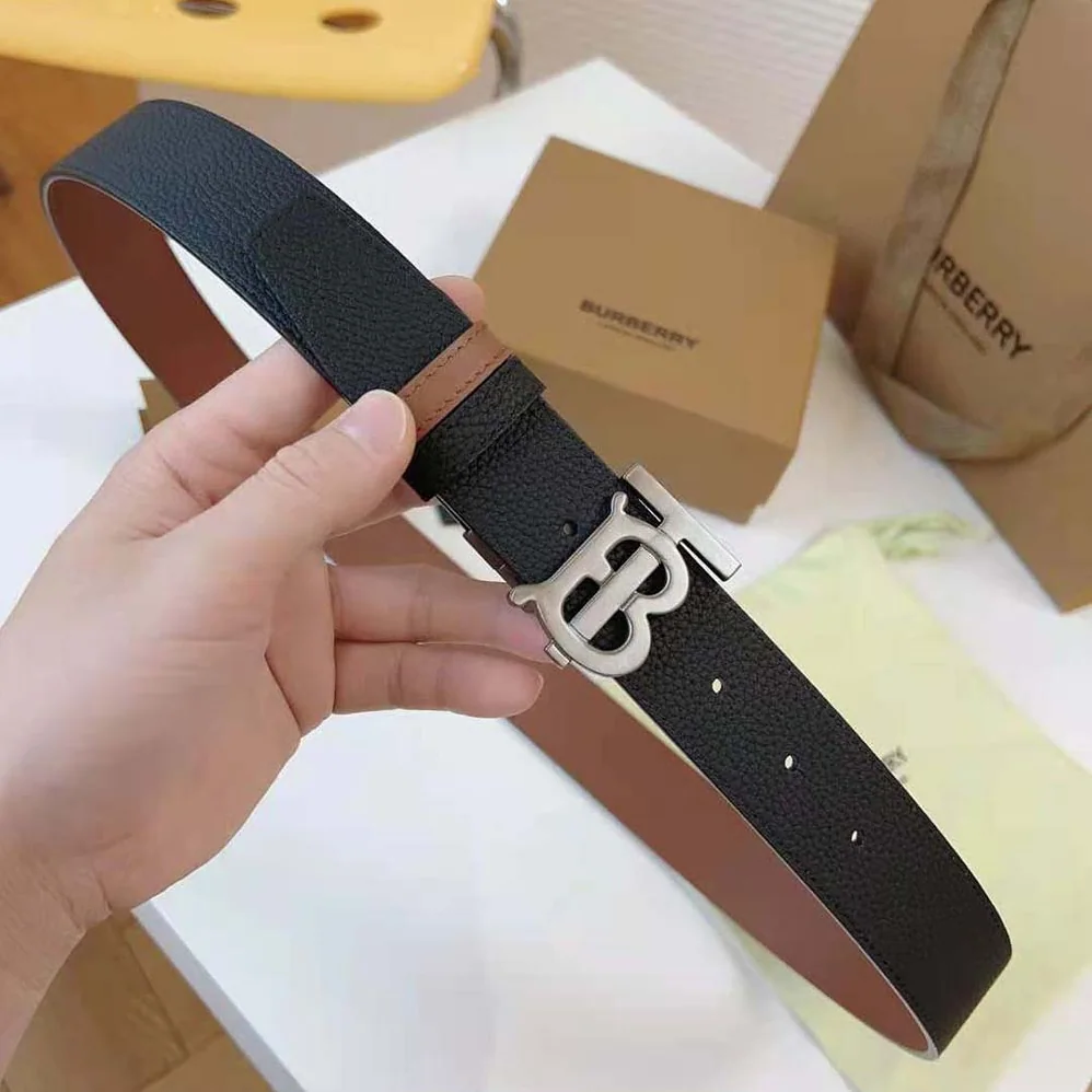 Burberry Reversible Leather TB Belt for Men in Black